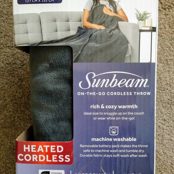 NEW Sunbeam On-The-Go Cordless Heated Throw - Picture 4 of 5